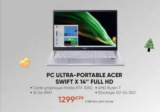 pc ultra-portable acer swift x 14" full hd