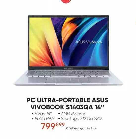 pc ultra-portable asus vivobook s1403qa 14"