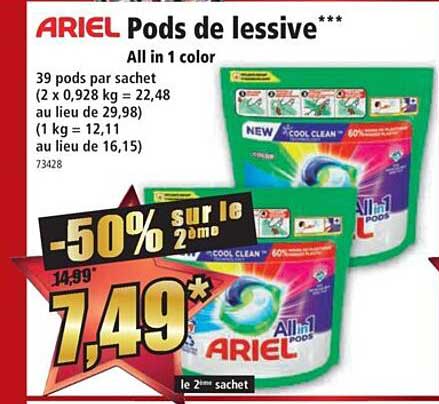 pods de lessive all in 1 color ariel