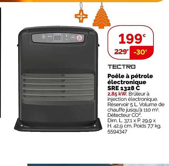 poêle à pétrole électronique sre 1328 c tectro