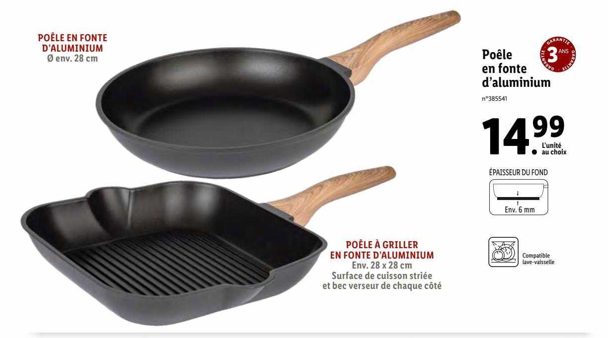 poêle en fonte d'aluminium