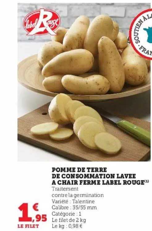 Pomme De Terre De Consommation Lavée à Chair Ferme Label Rouge
