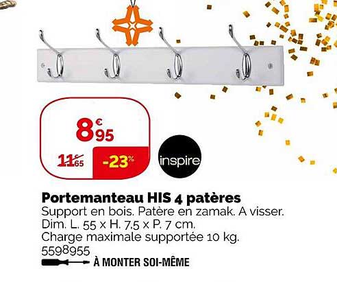 porte manteau his 4 patères