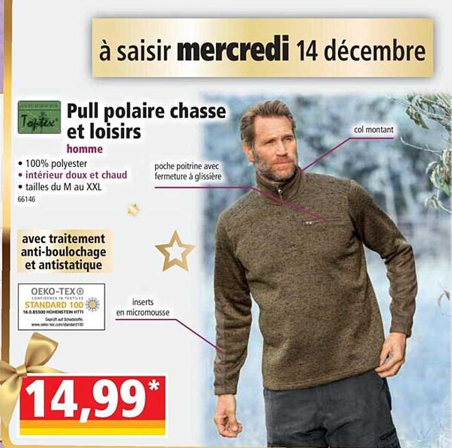 pull polaire chasse et loisirs homme toptex