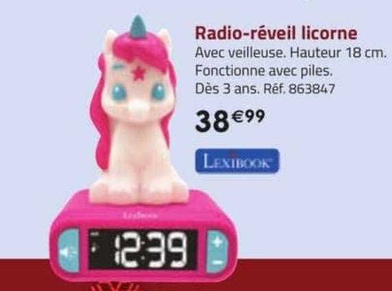 radio-réveil licorne lexibook