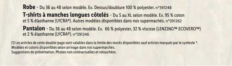 Robe, T-shirts à Manches Longues Côtelés, Pantalon