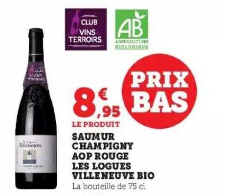 saumur champigny aop rouge les logues villeneuve bio