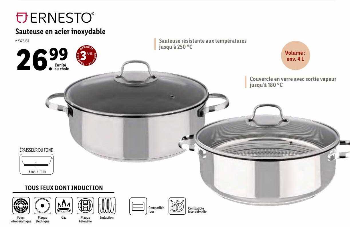 sauteuse en acier inoxydable ernesto