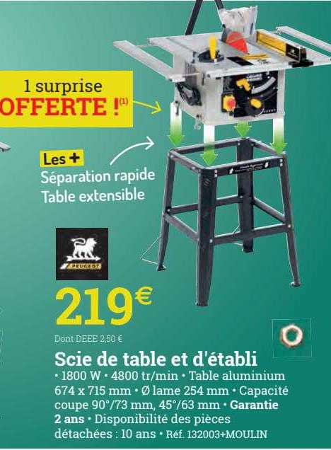 scie de table et d'établi peugeot