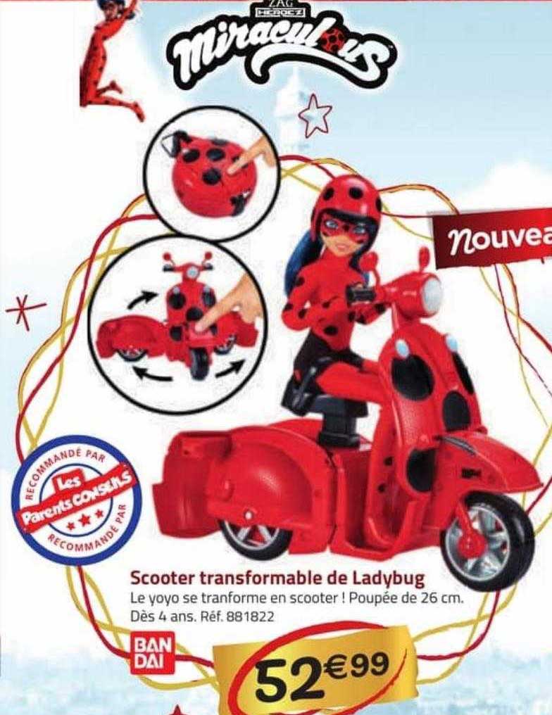 scooter transformable de ladybug bandai