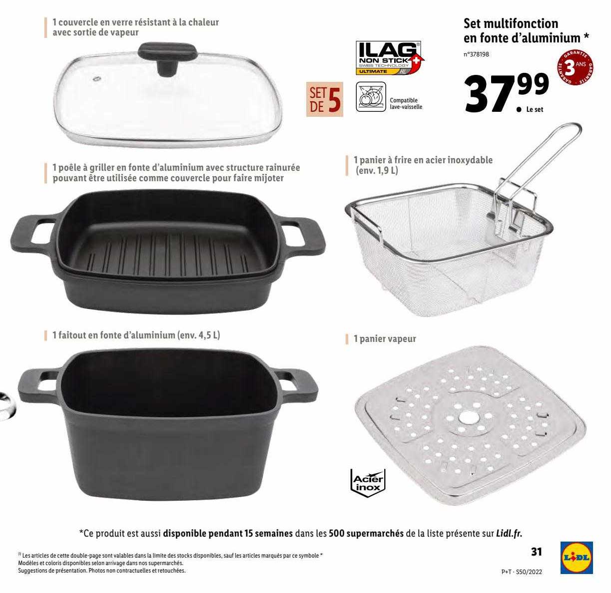 set multifonction en fonte d'aluminium