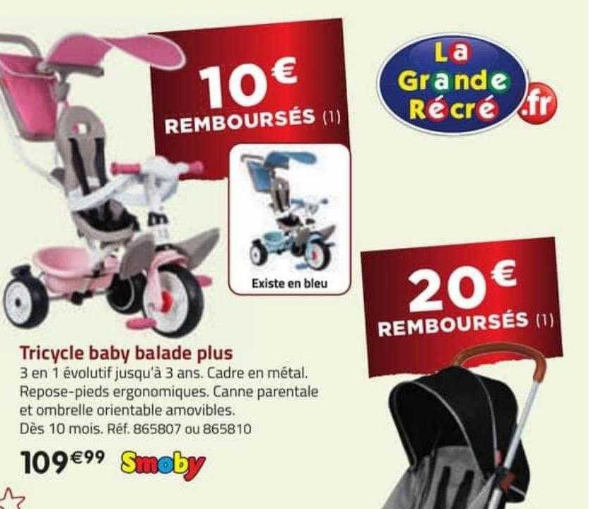tricycle baby balade plus smoby