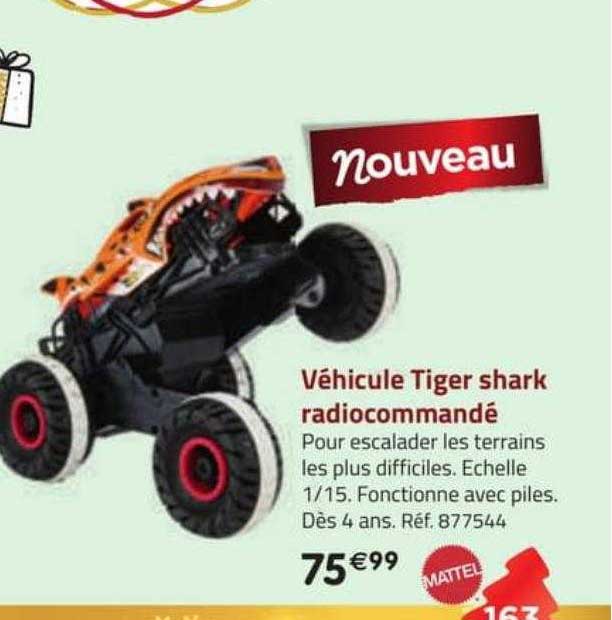 véhicule tiger shark radiocommandé mattel