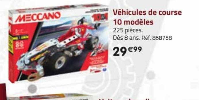 véhicules de course 10 modèles meccano