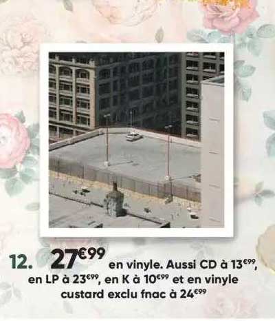 vinyle, aussi cd, lp, k et en vinyle custard exclu fnac