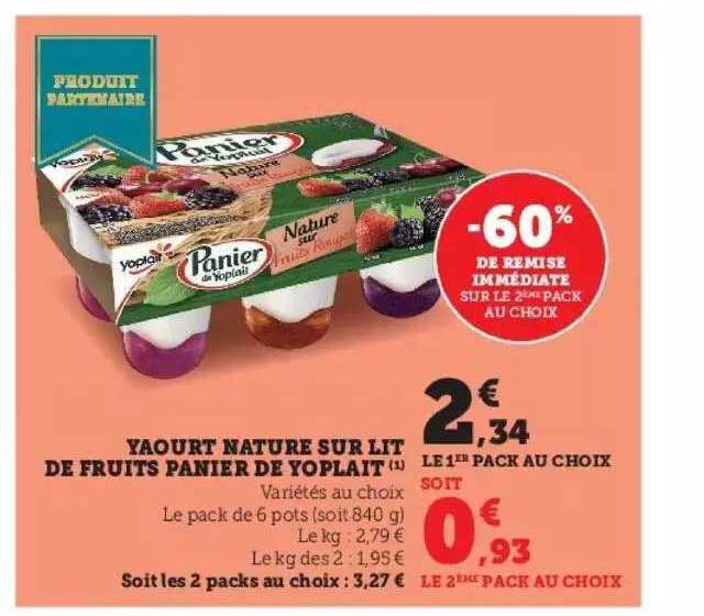 Yaourt Nature Sur Lit De Fruits Panier De Yoplait