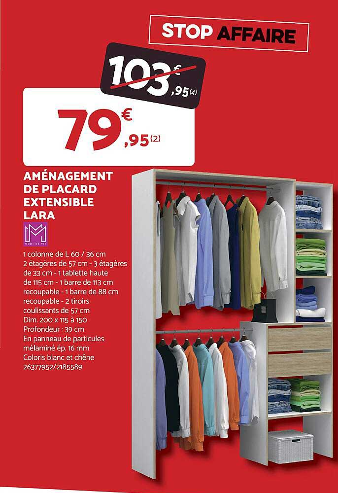 aménagement de placard extensible lara