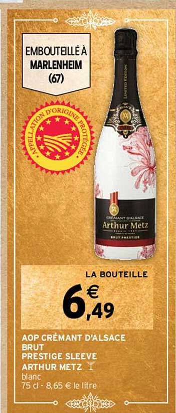 aop cremant d'alsace brut prestige sleeve arthur metz