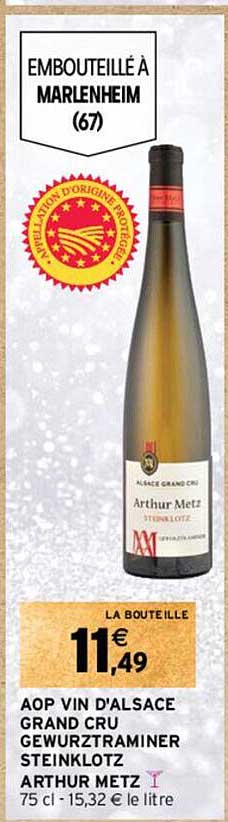 aop vin d'alsace grand cru gewurztraminer steinklotz arthur metz
