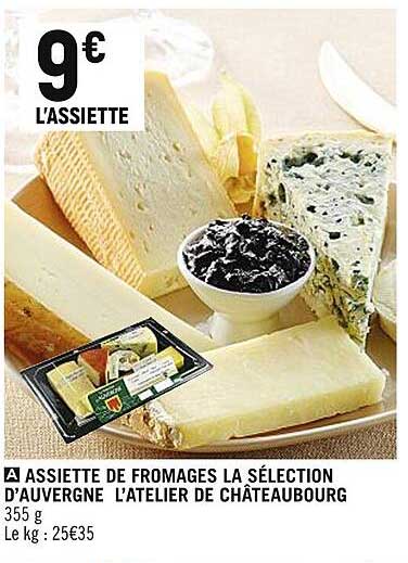 assiette de fromages la sélection d'auvergne l'atelier de châteaubourg