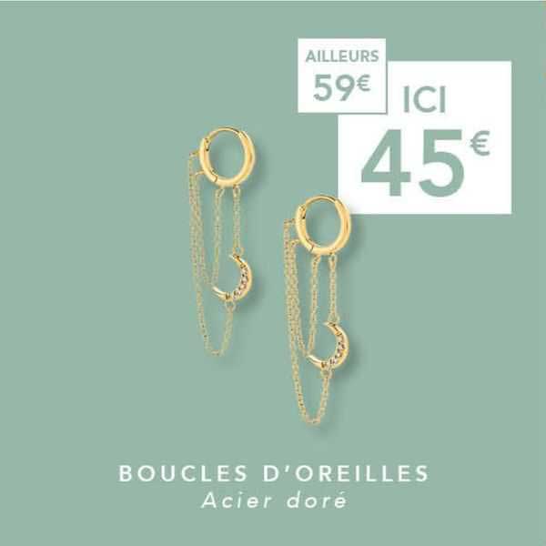 boucles d'oreilles acier doré