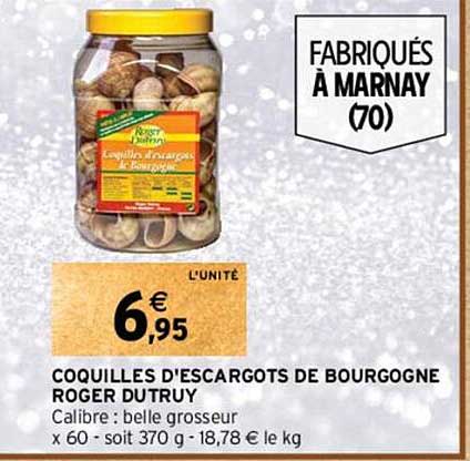 coquilles d'escargots de bourgogne roger dutruy