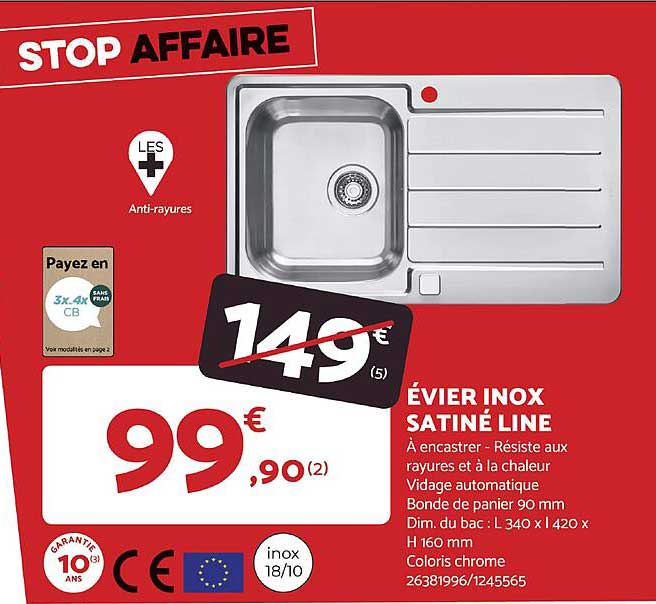 évier inox satiné line