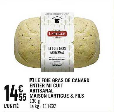 le foie gras de canard entier mi cuit artisanal maison lartigue & fils