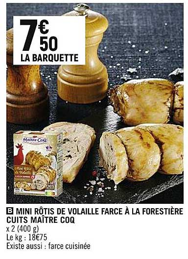 mini rôtis de volaille farce à la forestière cuits maître coq