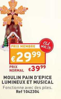 moulin pain d'épice lumineux et musical