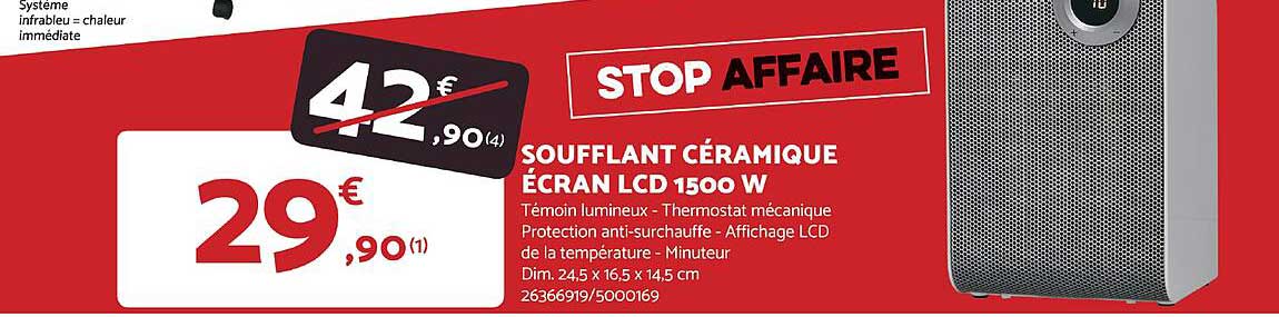 soufflant céramique écran lcd 1500 w