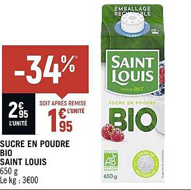 sucre en poudre bio saint louis