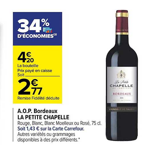 a.o.p. bordeaux la petite chapelle