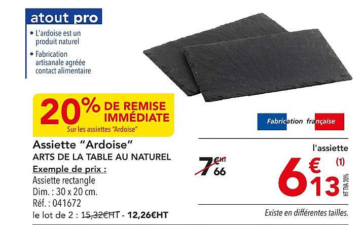 assiette "ardoise" arts de la table au naturel