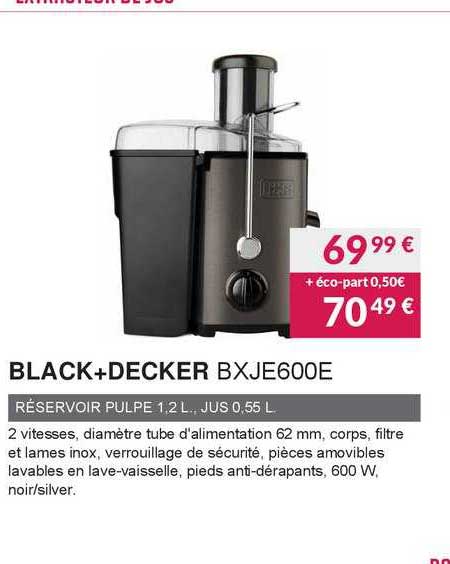 black+decker réservoire pulpe 1,2l, jus 0,55 l