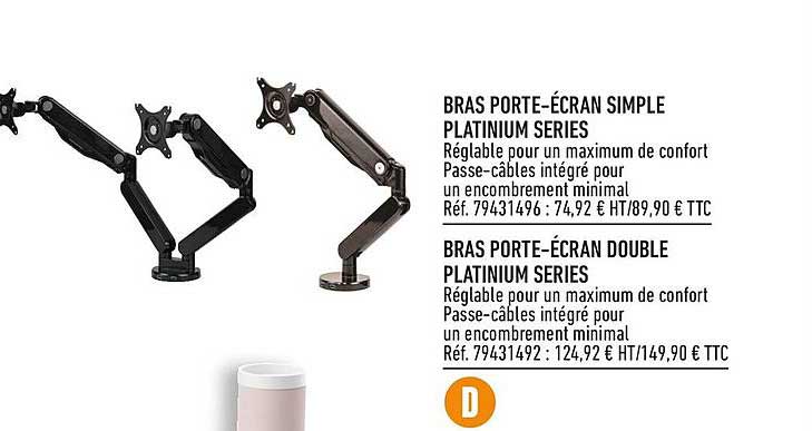 Bras Porte-écran Simple Platinium Series
