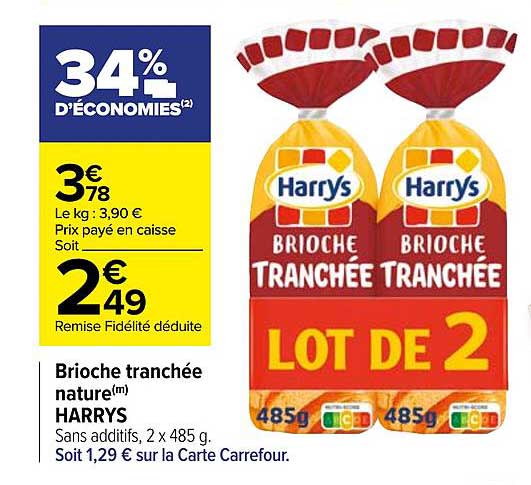 brioche tranchée nature harry