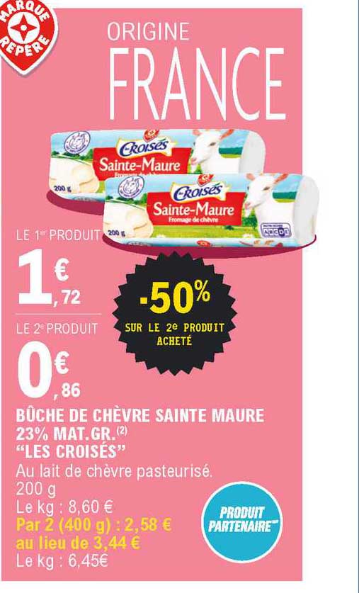 bûche de chèvre sainte maure 23% mat. gr. "les croisés"