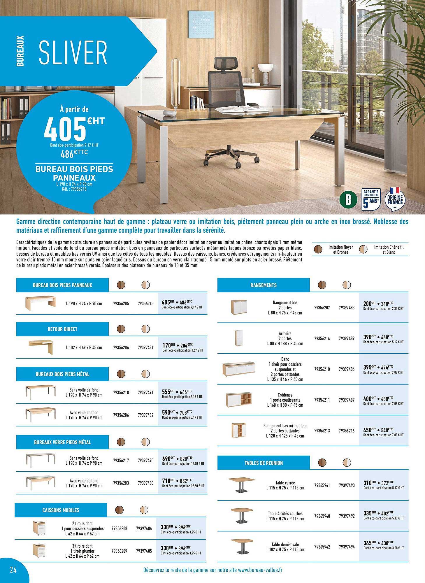 Bureau Bois Pieds Panneaux Sliver