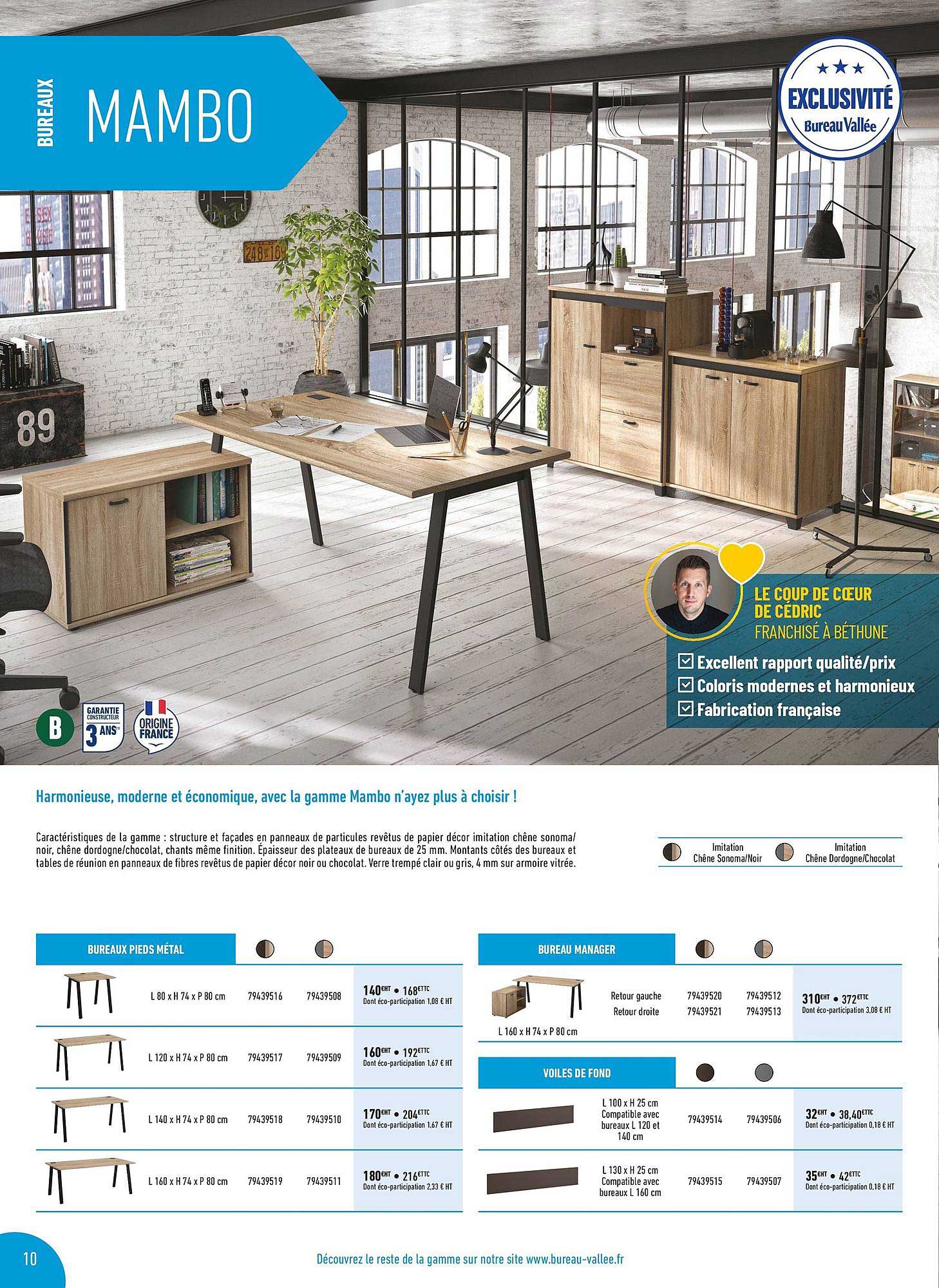 bureau pied métal, bureau manager, voile de fond