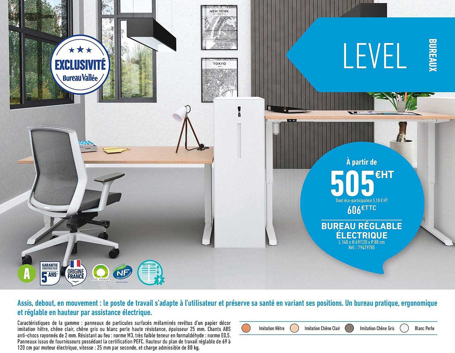 bureau réglable électrique level