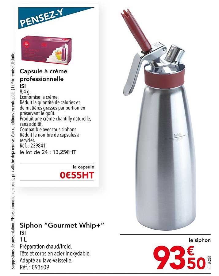 capsule à crème professionnelle isi, siphon "gourmet whip+" isi