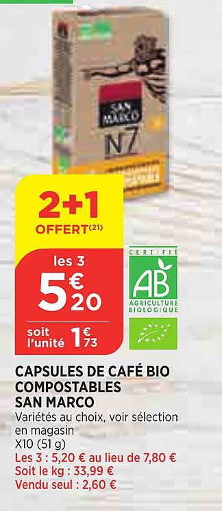 capsules de café bio compostables san marco