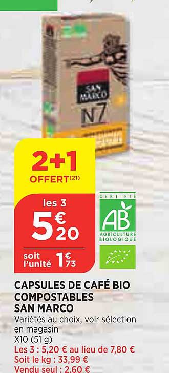 capsules de café bio compostables san marco