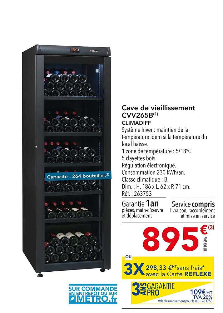 cave de vieillissement cvv265b climadiff