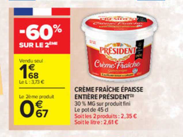 Crème Fraîche épaisse Entière Président