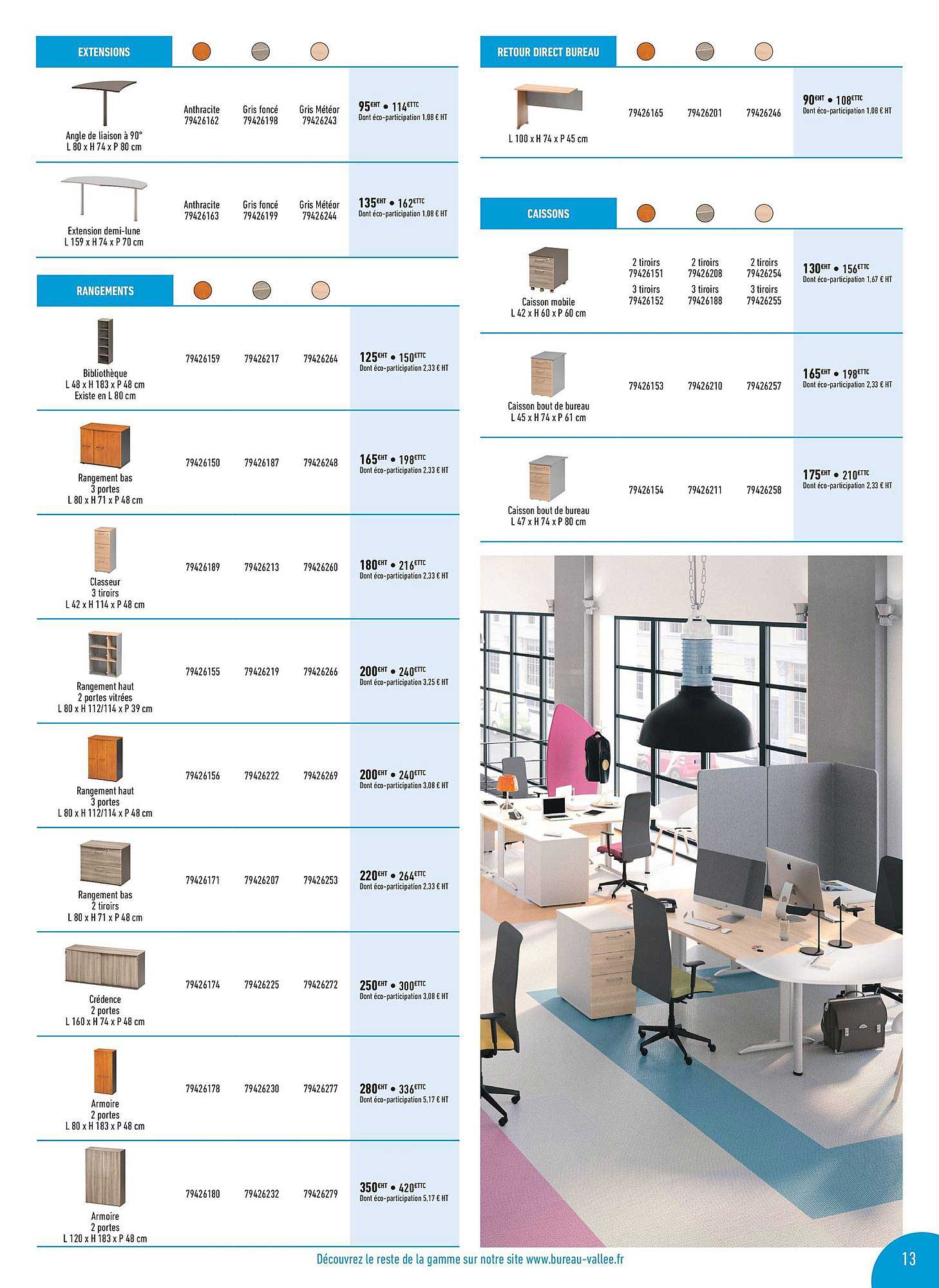 extensions, rangements, retour direct bureau, caissons