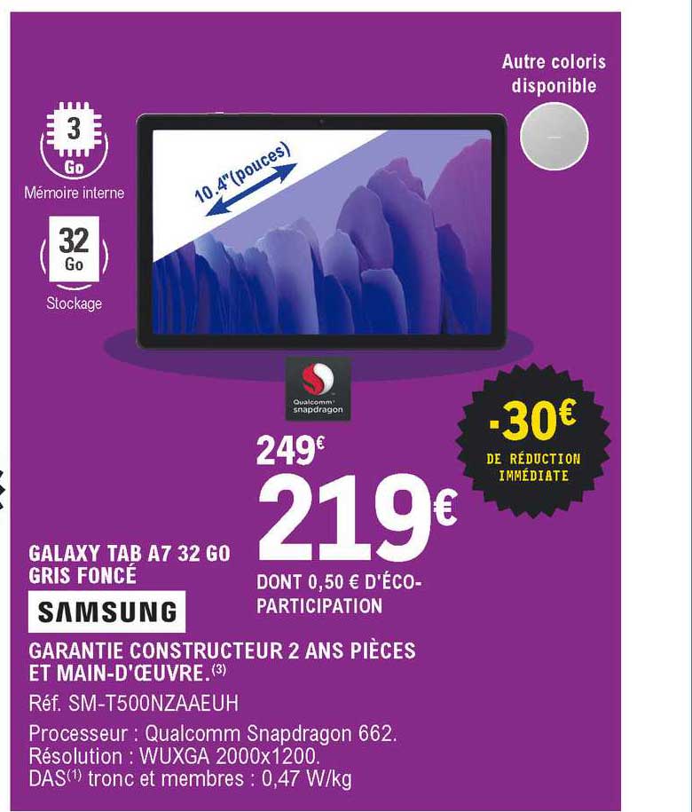 galaxy tab a7 32 go gris foncé samsung