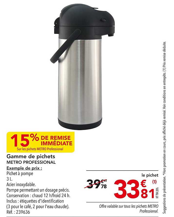 gamme de pichets metro professional