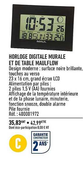 horloge digitale murale et de table maulflow